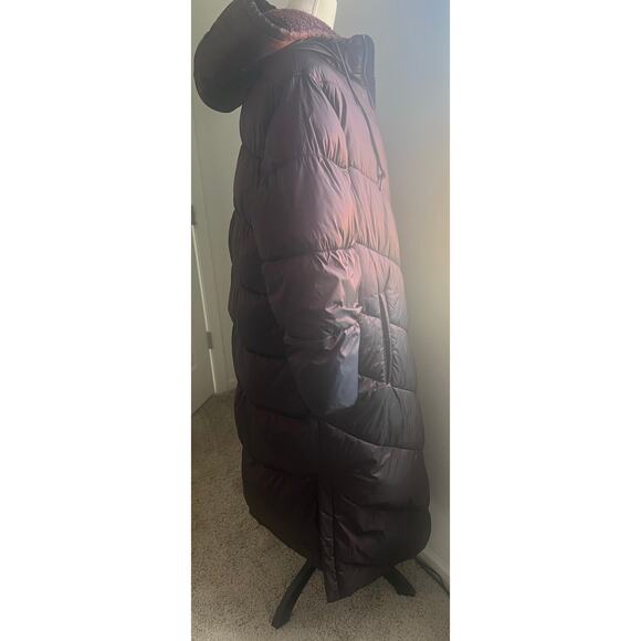 Ava & Viv Women’s Plus Size Winter Puffer Long 2-Way Zip Front Burgundy Coat 2X - Picture 6 of 16